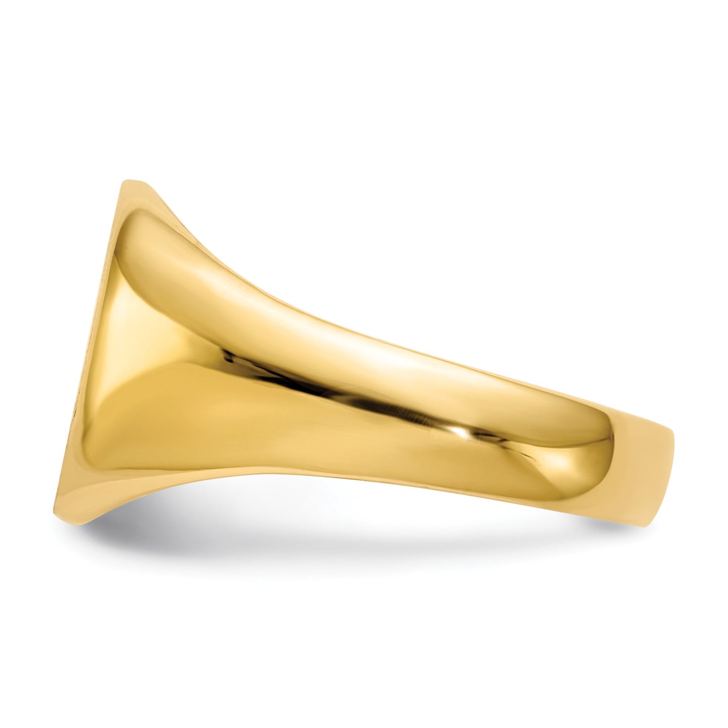 14k 13.5x12.5mm Cushion Closed Back Mens Signet Ring