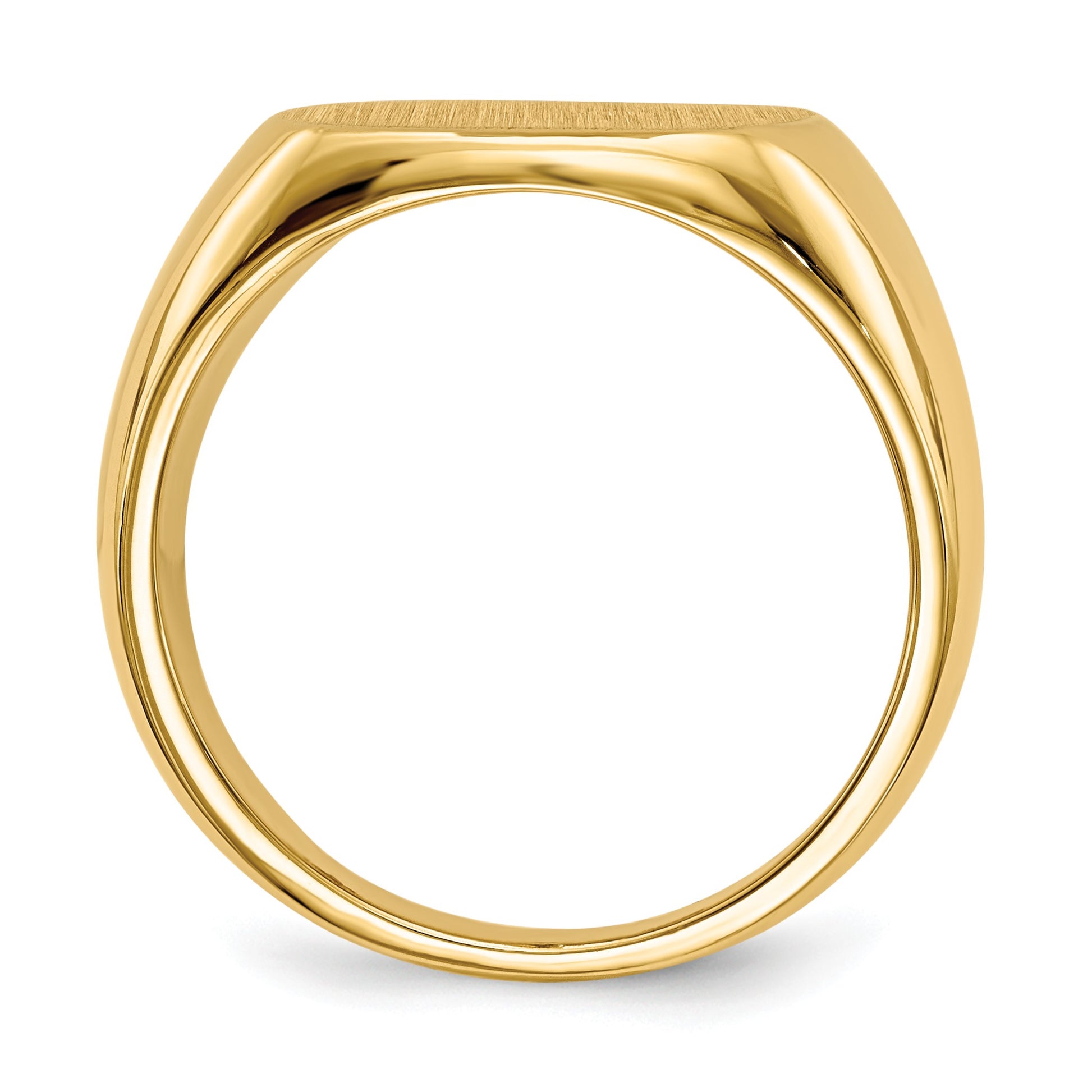 14k 15.0x13.5mm Cushion Closed Back Mens Signet Ring