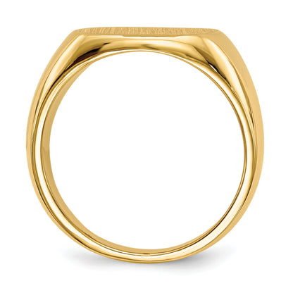 14k 15.0x13.5mm Cushion Closed Back Mens Signet Ring