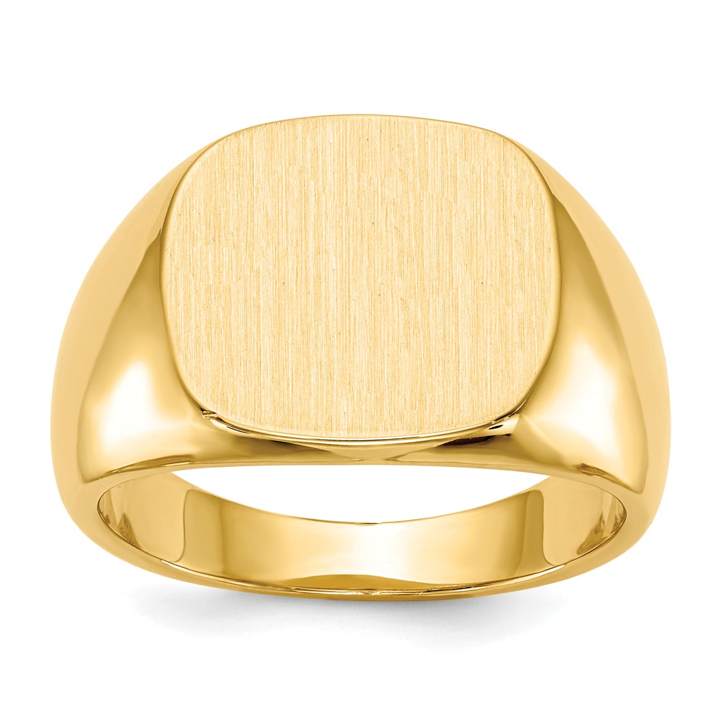 14k 15.0x13.5mm Cushion Closed Back Mens Signet Ring