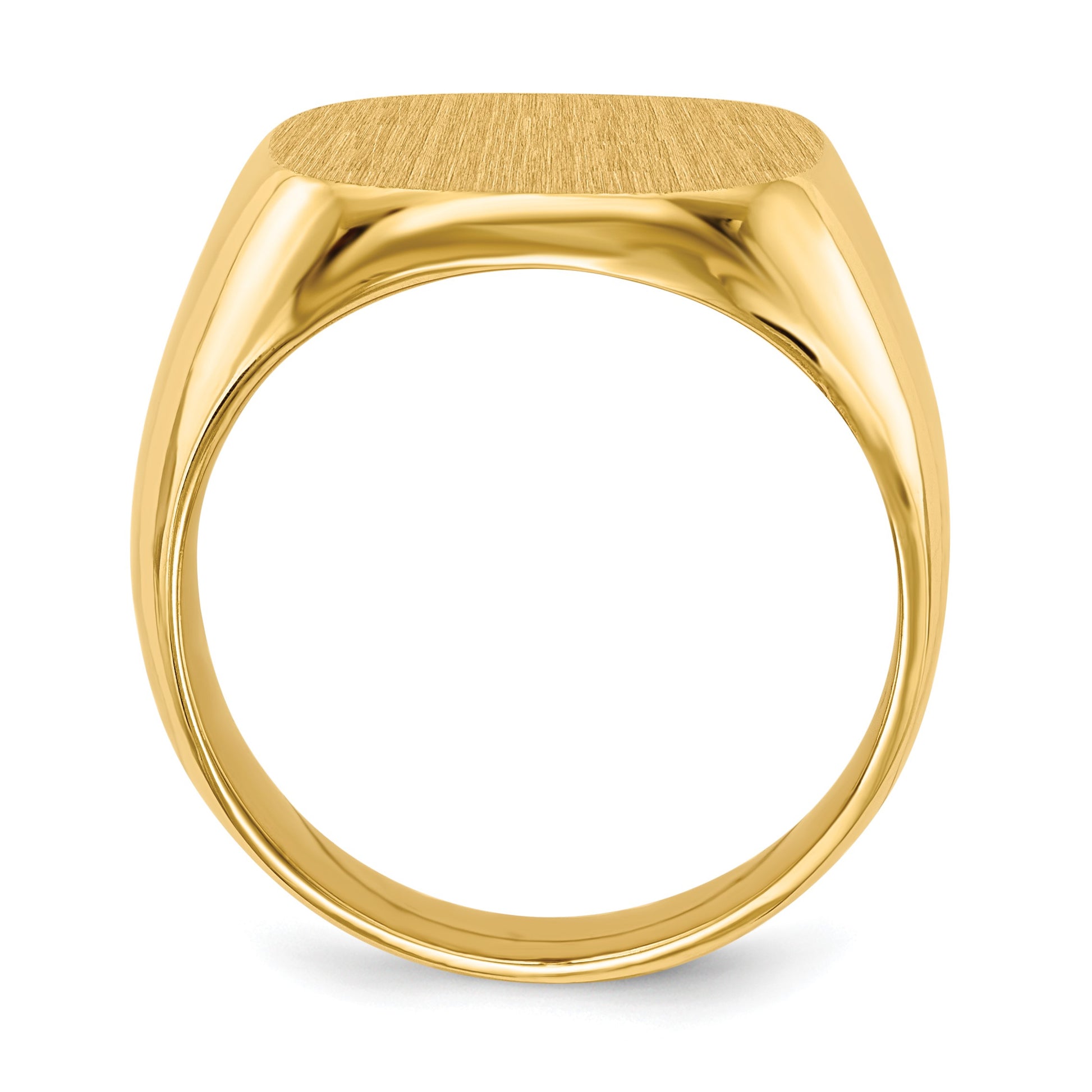 14k 17.0x16.0mm Cushion Closed Back Mens Signet Ring