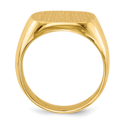 14k 17.0x16.0mm Cushion Closed Back Mens Signet Ring