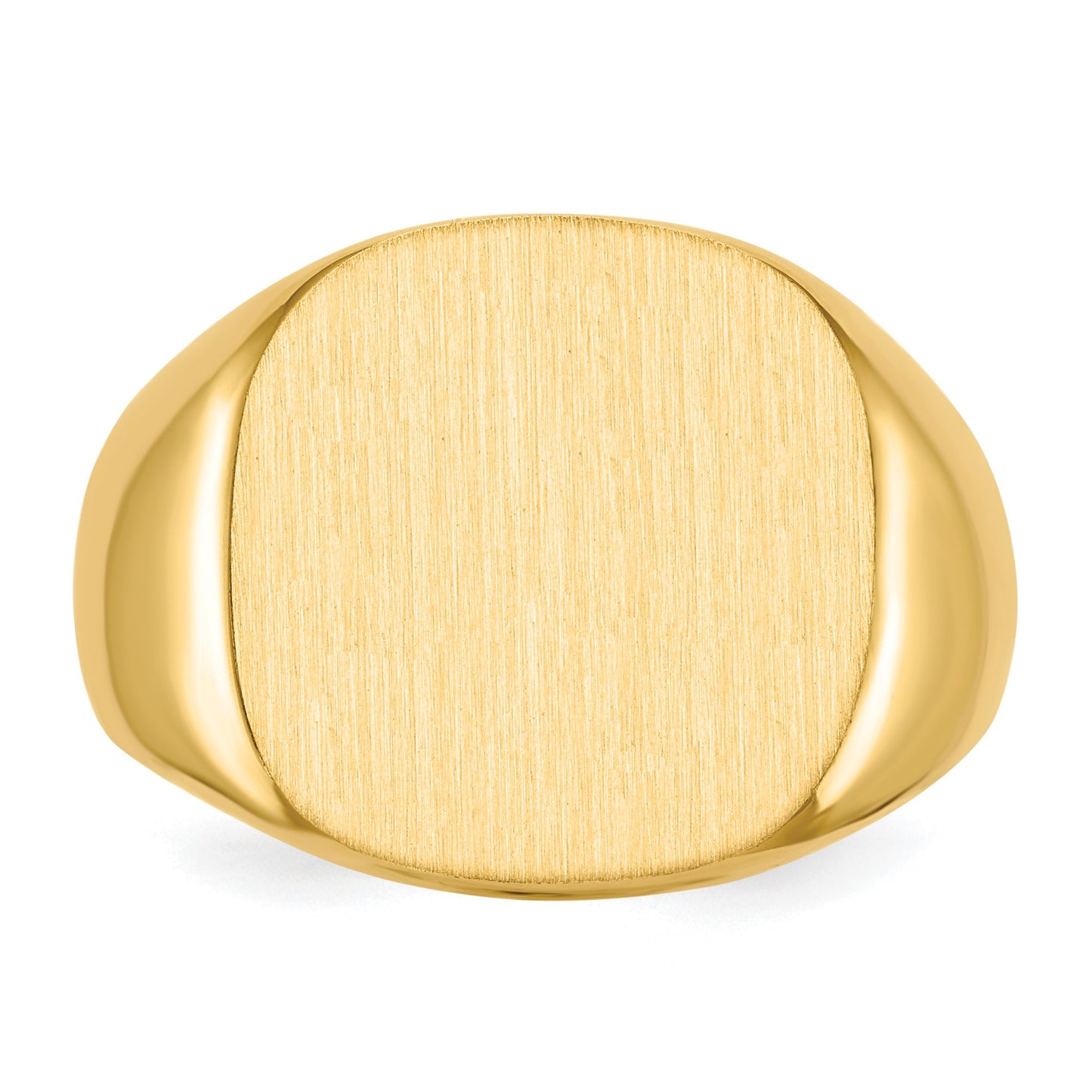 14k 17.0x16.0mm Cushion Closed Back Mens Signet Ring