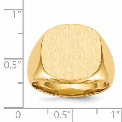 14k 17.0x16.0mm Cushion Closed Back Mens Signet Ring