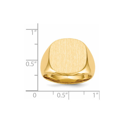 14k 16.0x17.0mm Closed Back Men's Signet Ring