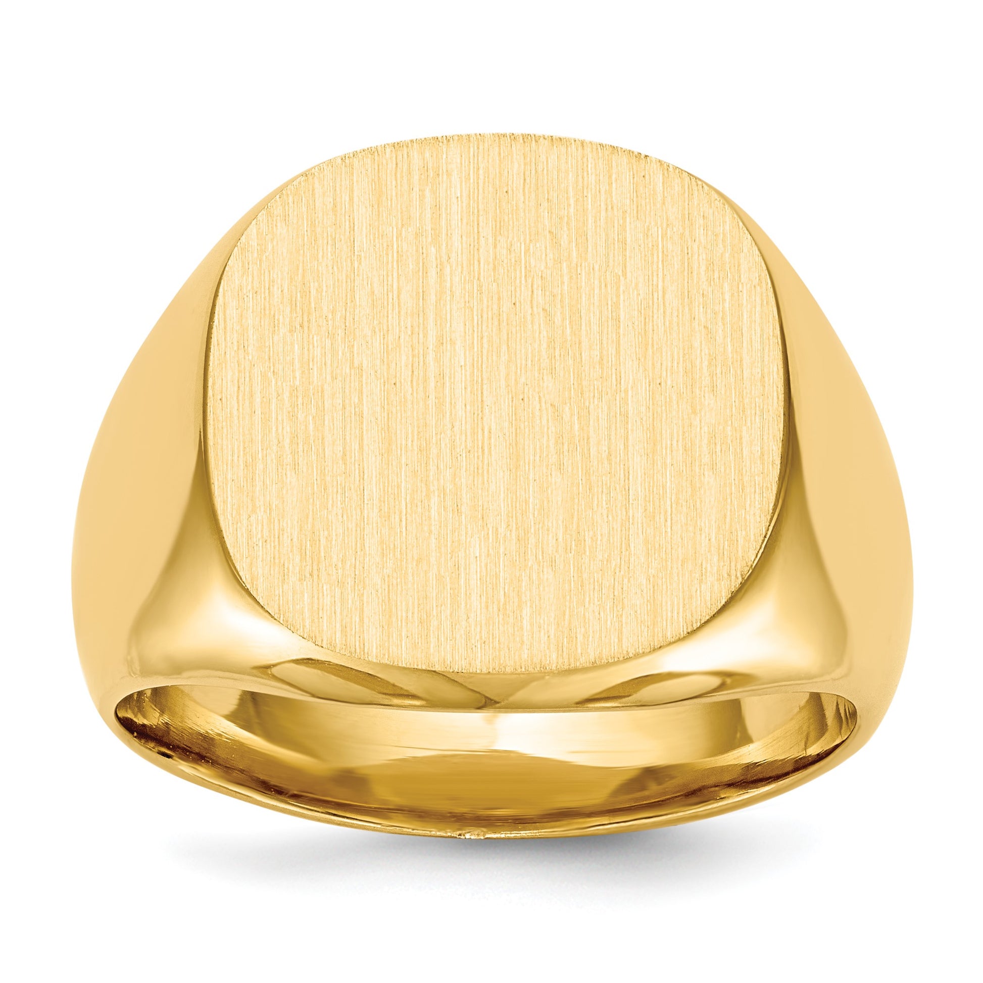 14k 17.0x16.0mm Cushion Closed Back Mens Signet Ring