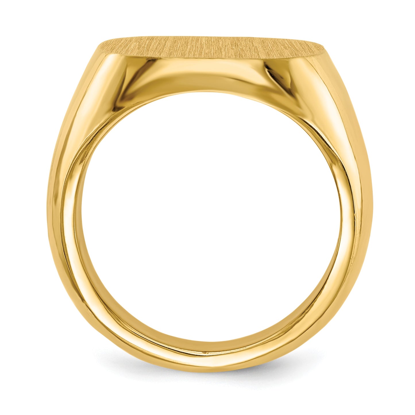 14k 17.0x17.0mm Cushion Closed Back Mens Signet Ring
