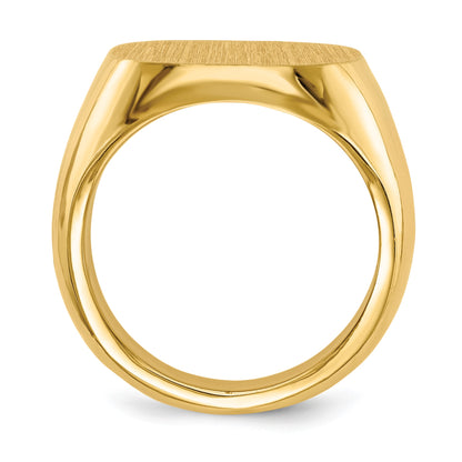 14k 17.0x17.0mm Cushion Closed Back Mens Signet Ring