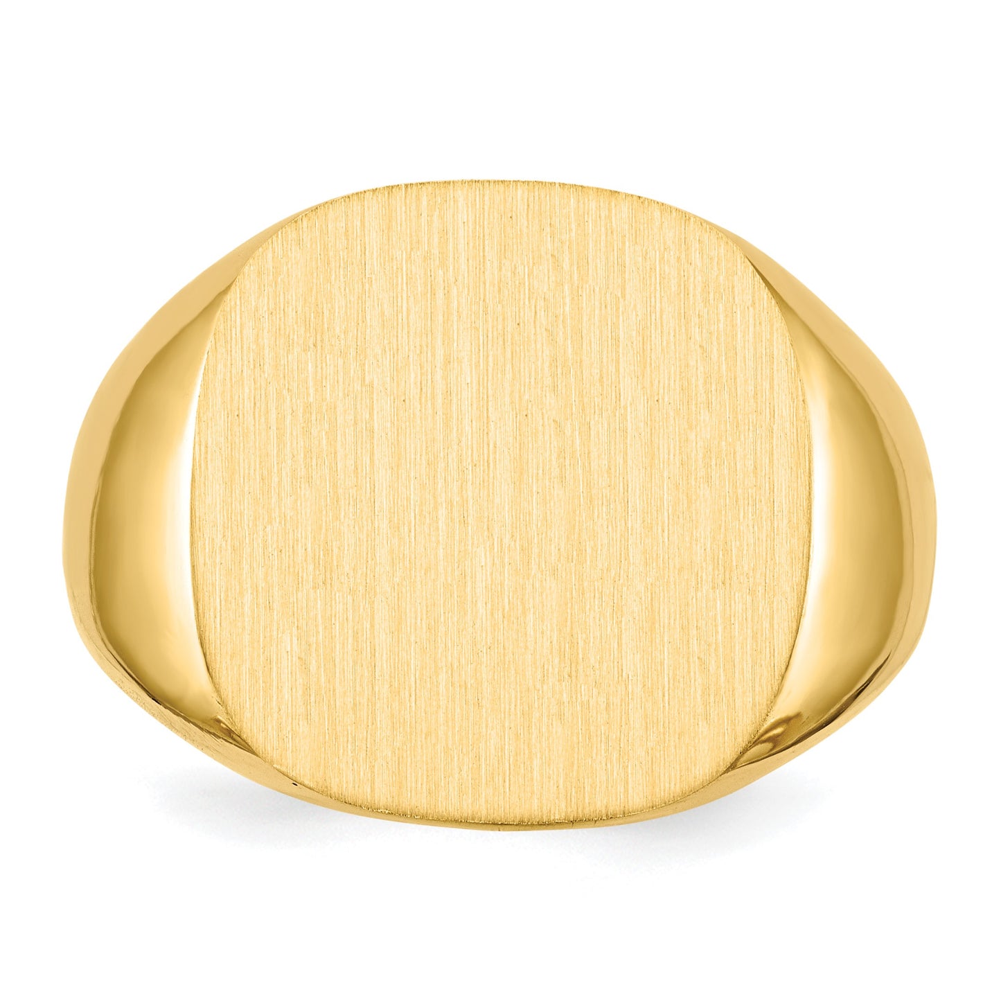 14k 17.0x17.0mm Cushion Closed Back Mens Signet Ring