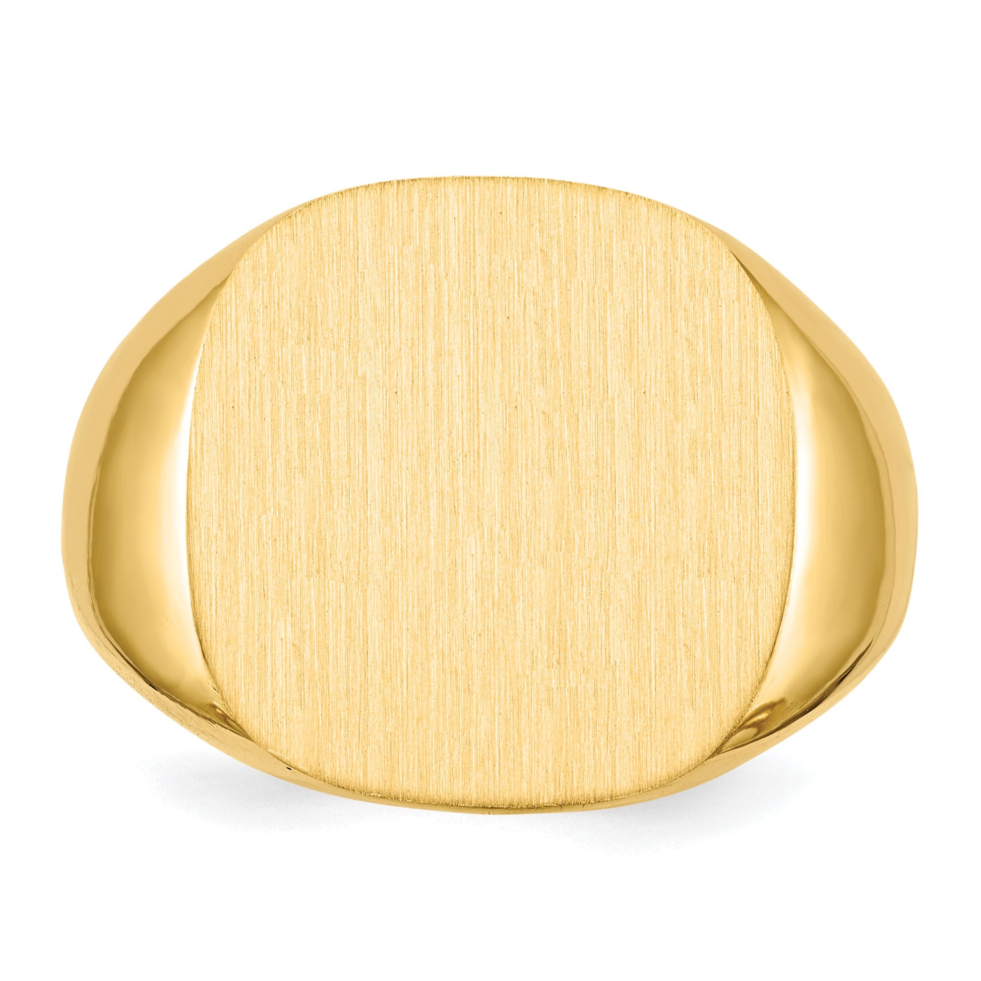 14k 17.0x17.0mm Cushion Closed Back Mens Signet Ring