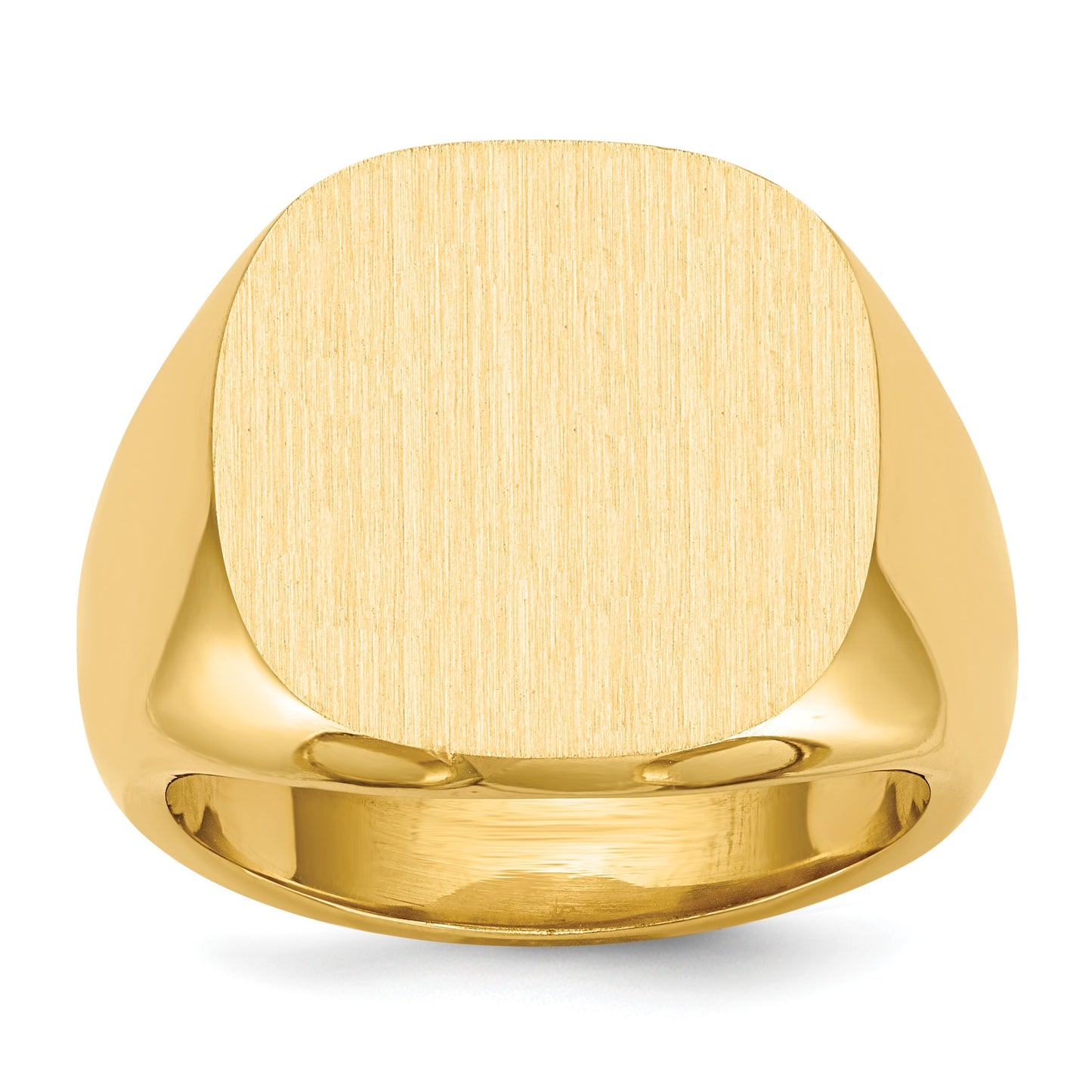 14k 17.0x17.0mm Cushion Closed Back Mens Signet Ring