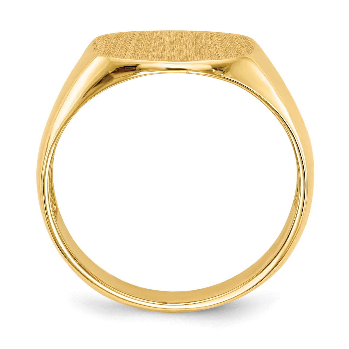 14k 13.5x12.0mm Cushion Open Back Mens Signet Ring