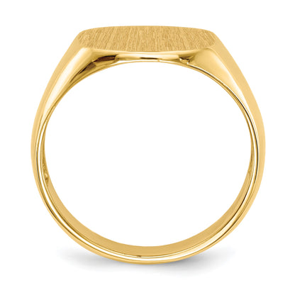14k 13.5x12.0mm Cushion Open Back Mens Signet Ring
