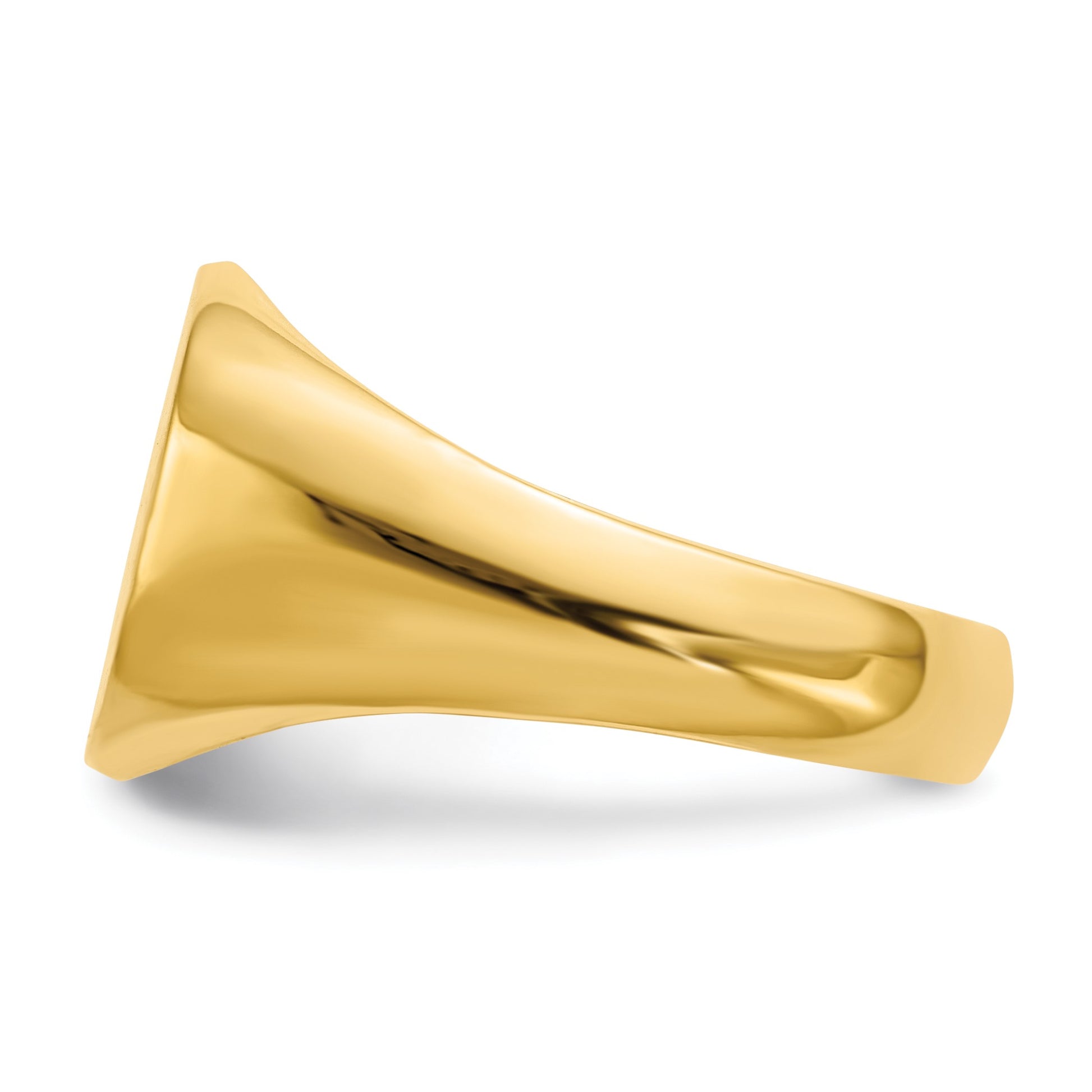 14k 13.5x12.0mm Cushion Open Back Mens Signet Ring