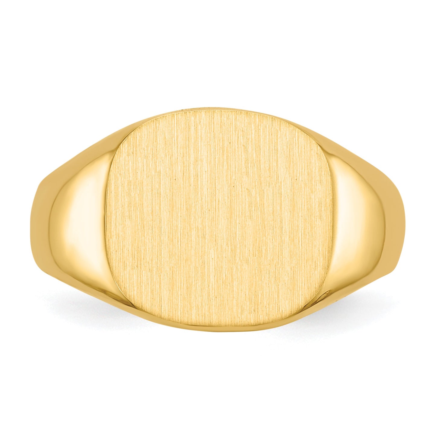 14k 13.5x12.0mm Cushion Open Back Mens Signet Ring