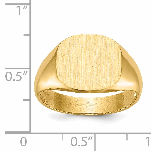 14k 13.5x12.0mm Cushion Open Back Mens Signet Ring