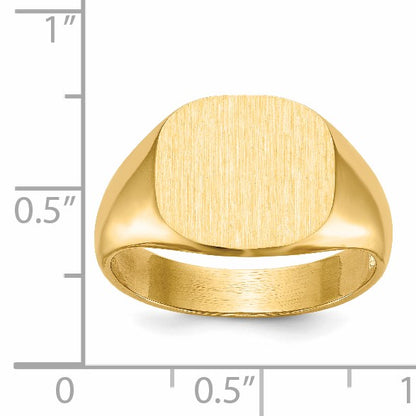 14k 13.5x12.0mm Cushion Open Back Mens Signet Ring