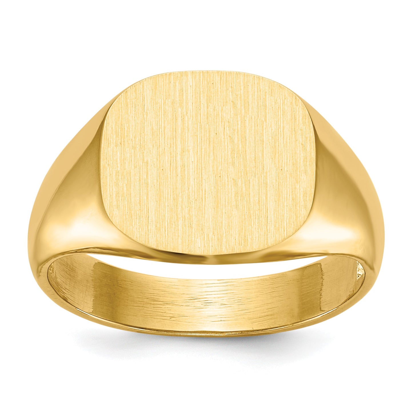 14k 13.5x12.0mm Cushion Open Back Mens Signet Ring