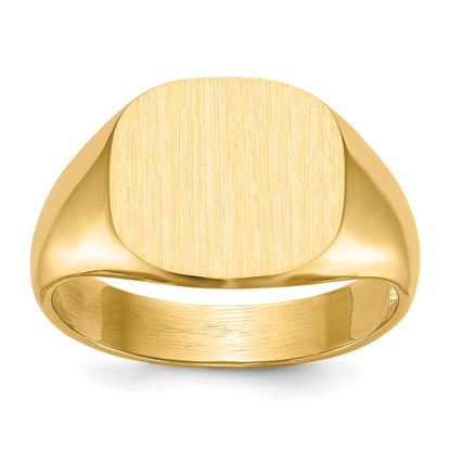 14k 13.5x12.0mm Cushion Open Back Mens Signet Ring