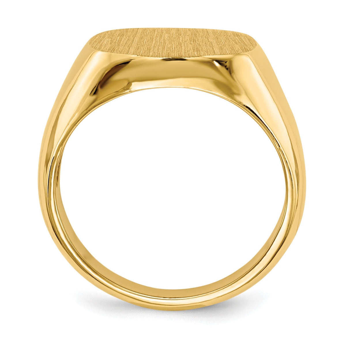 14k 15.0x13.5mm Cushion Open Back Mens Signet Ring