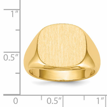 14k 15.0x13.5mm Cushion Open Back Mens Signet Ring