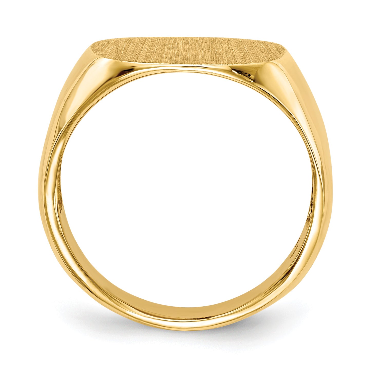 14k 15.0x15.5mm Cushion Open Back Mens Signet Ring