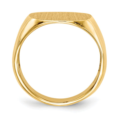 14k 15.0x15.5mm Cushion Open Back Mens Signet Ring