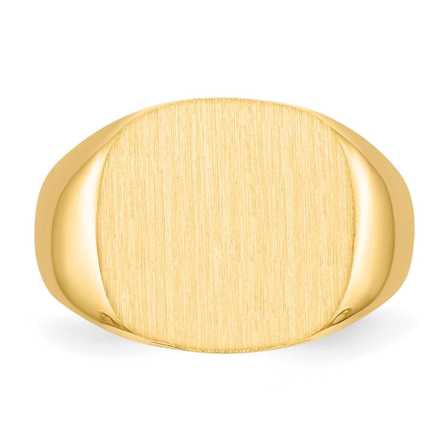 14k 15.0x15.5mm Cushion Open Back Mens Signet Ring