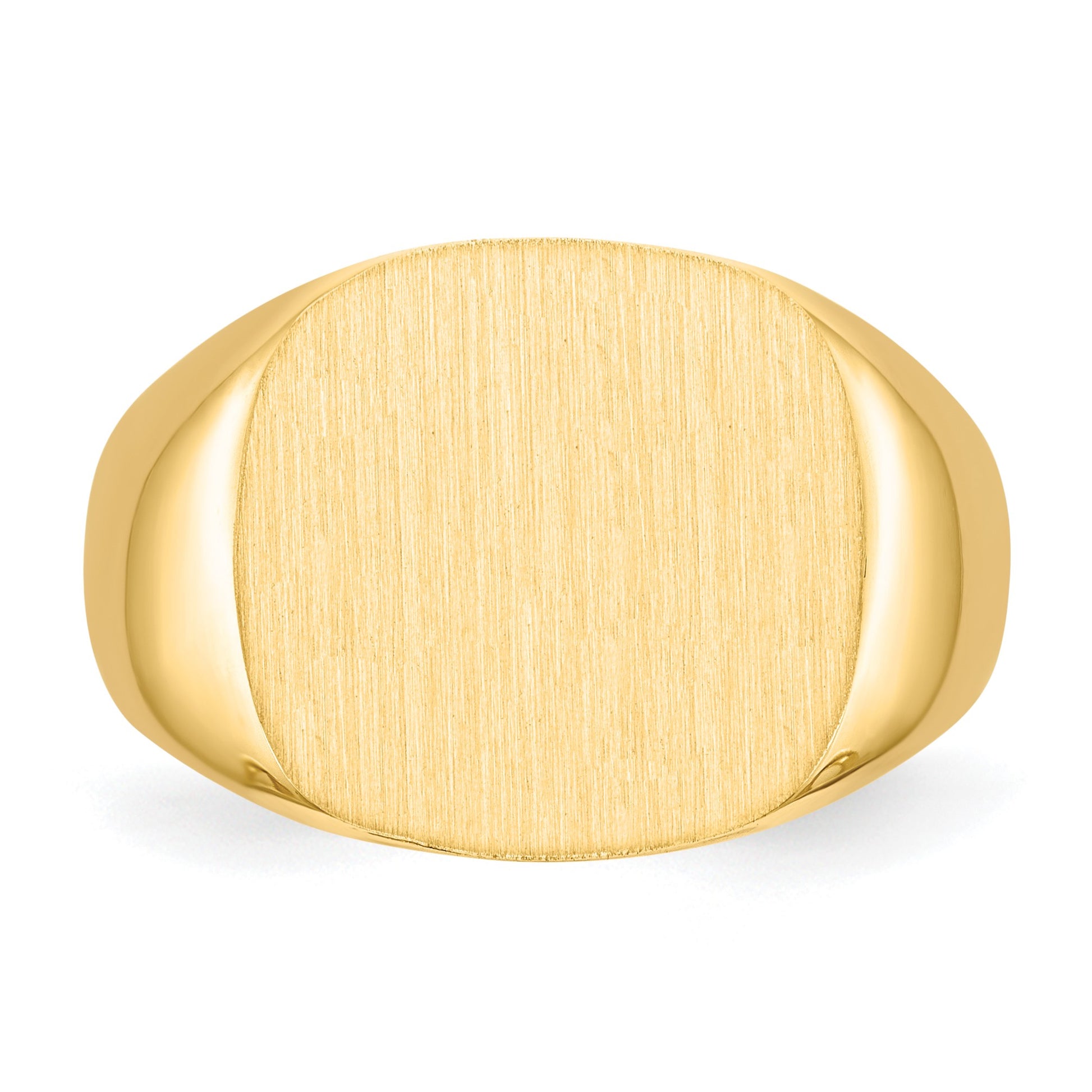 14k 15.0x15.5mm Cushion Open Back Mens Signet Ring
