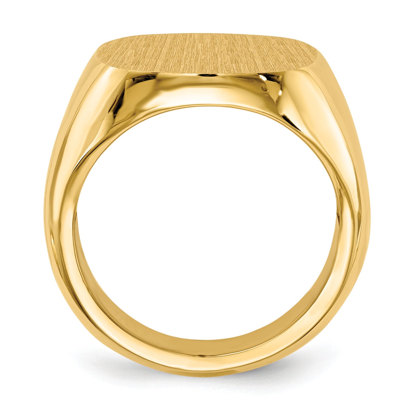 14k 17.0x17.0mm Cushion Open Back Mens Signet Ring