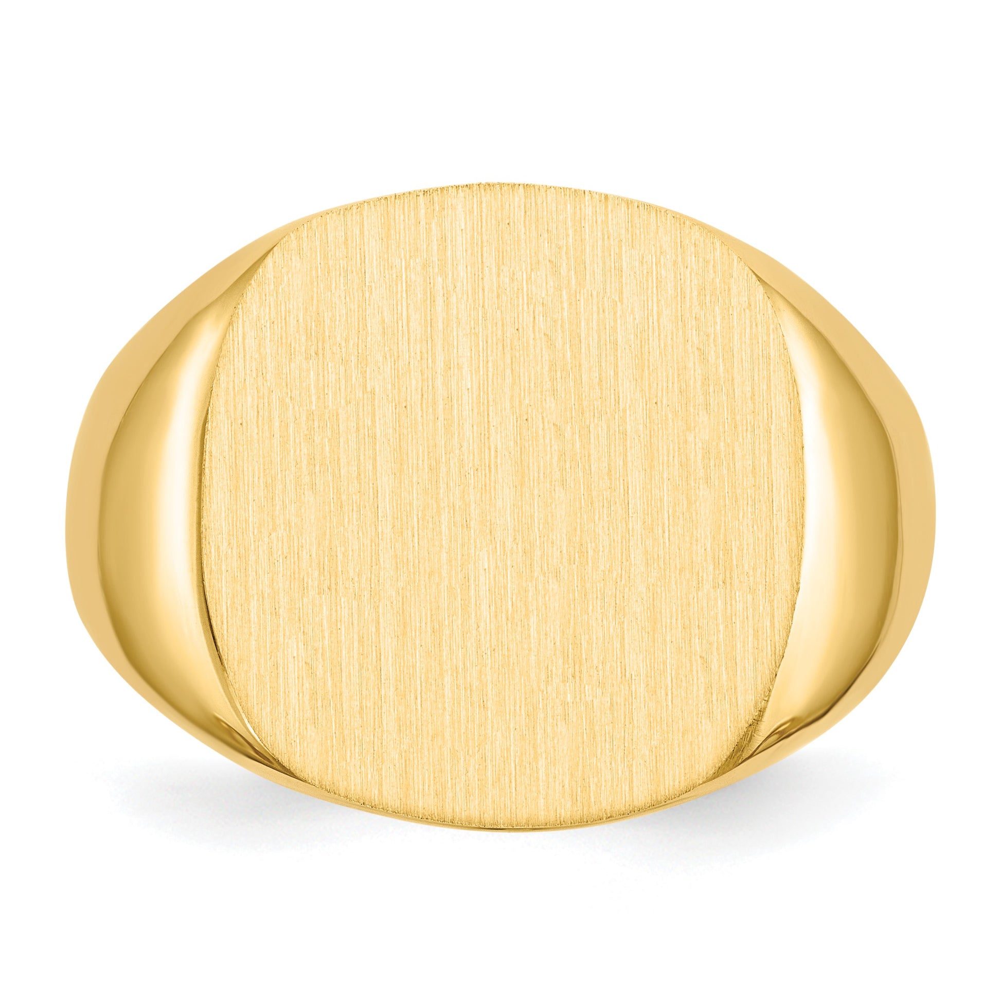 14k 17.0x17.0mm Cushion Open Back Mens Signet Ring