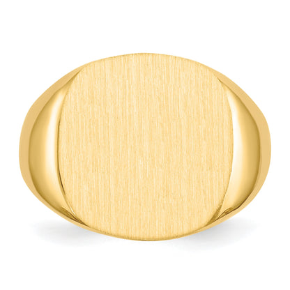 14k 17.0x17.0mm Cushion Open Back Mens Signet Ring