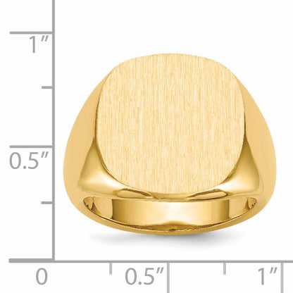 14k 17.0x17.0mm Cushion Open Back Mens Signet Ring