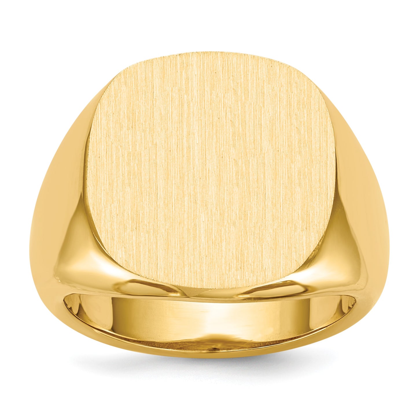 14k 17.0x17.0mm Cushion Open Back Mens Signet Ring