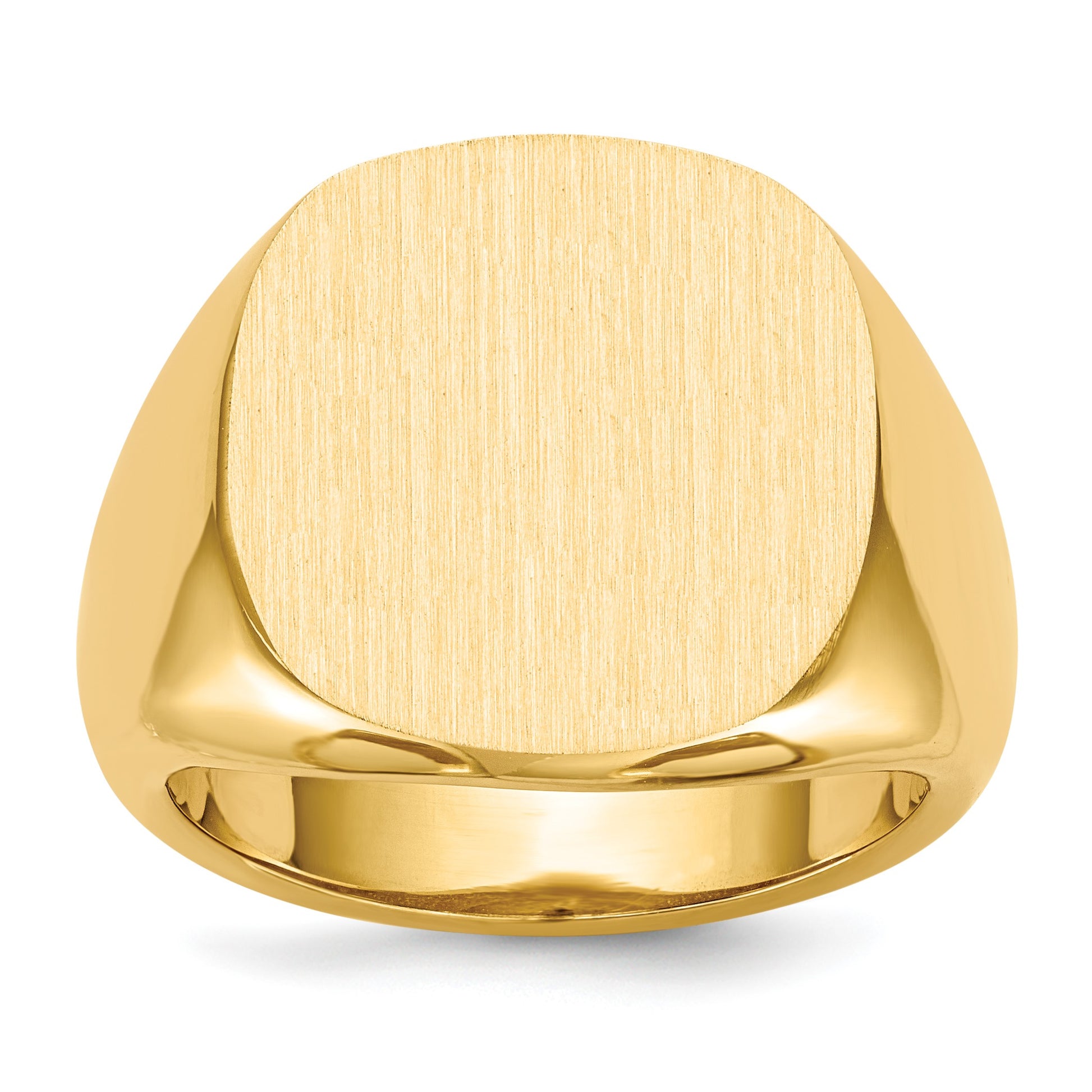 14k 17.0x17.0mm Cushion Open Back Mens Signet Ring