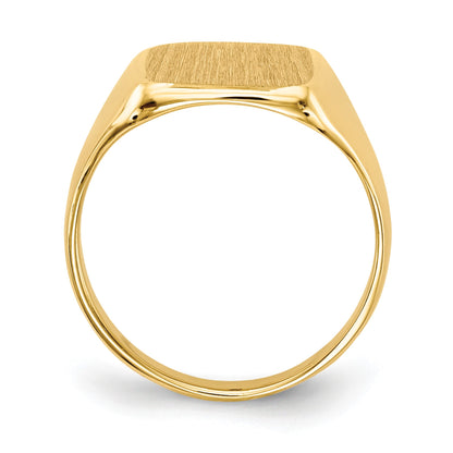 14k 10.0x10.0mm Cushion Closed Back Signet Ring