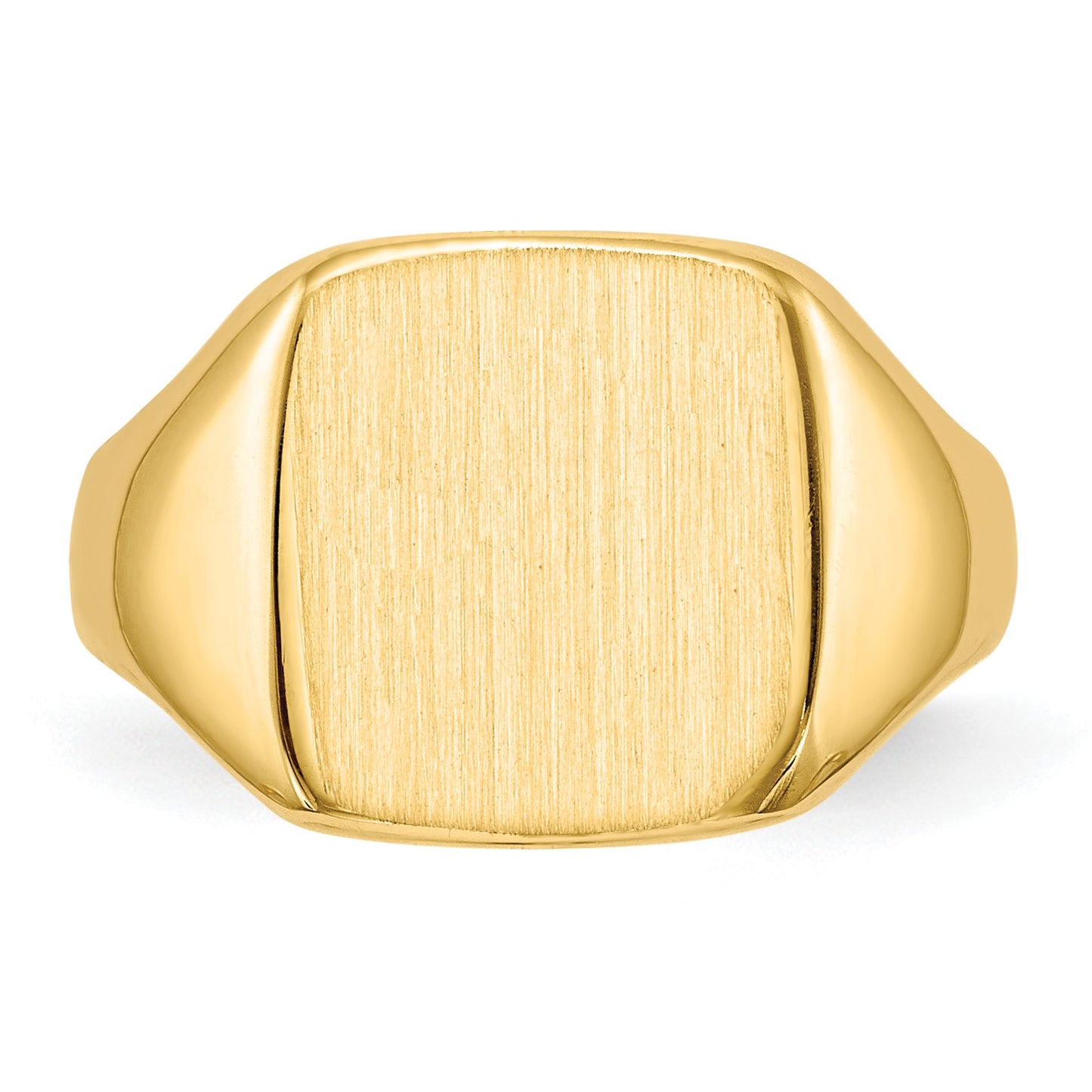 14k 10.0x10.0mm Cushion Closed Back Signet Ring