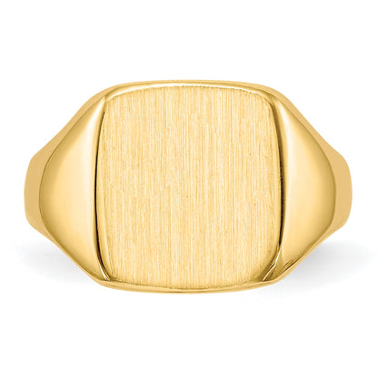 14k 10.0x10.0mm Cushion Closed Back Signet Ring