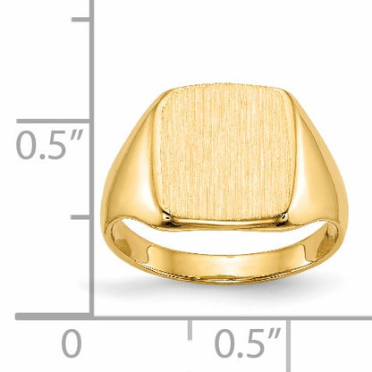 14k 10.0x10.0mm Cushion Closed Back Signet Ring