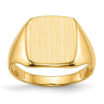 14k 10.0x10.0mm Cushion Closed Back Signet Ring