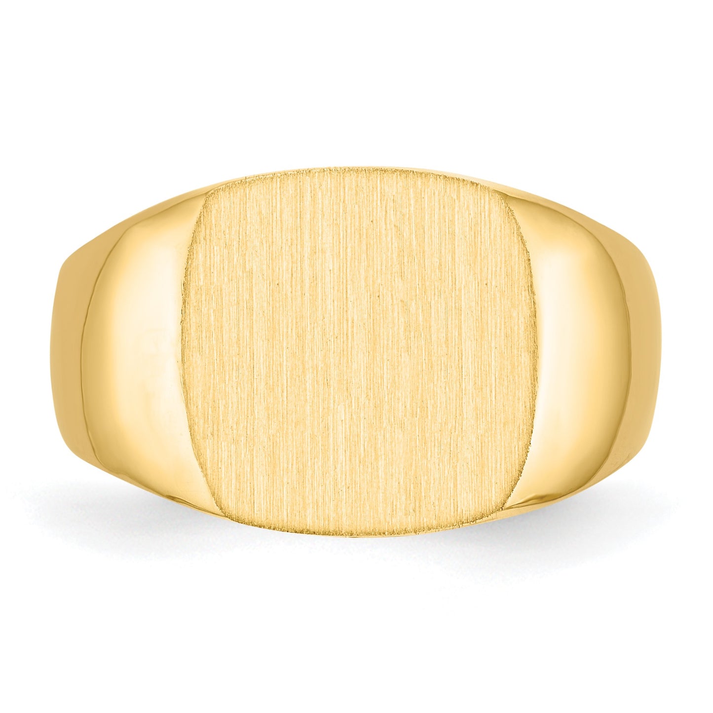 14k 13.0x12.0mm Cushion Closed Back Mens Signet Ring