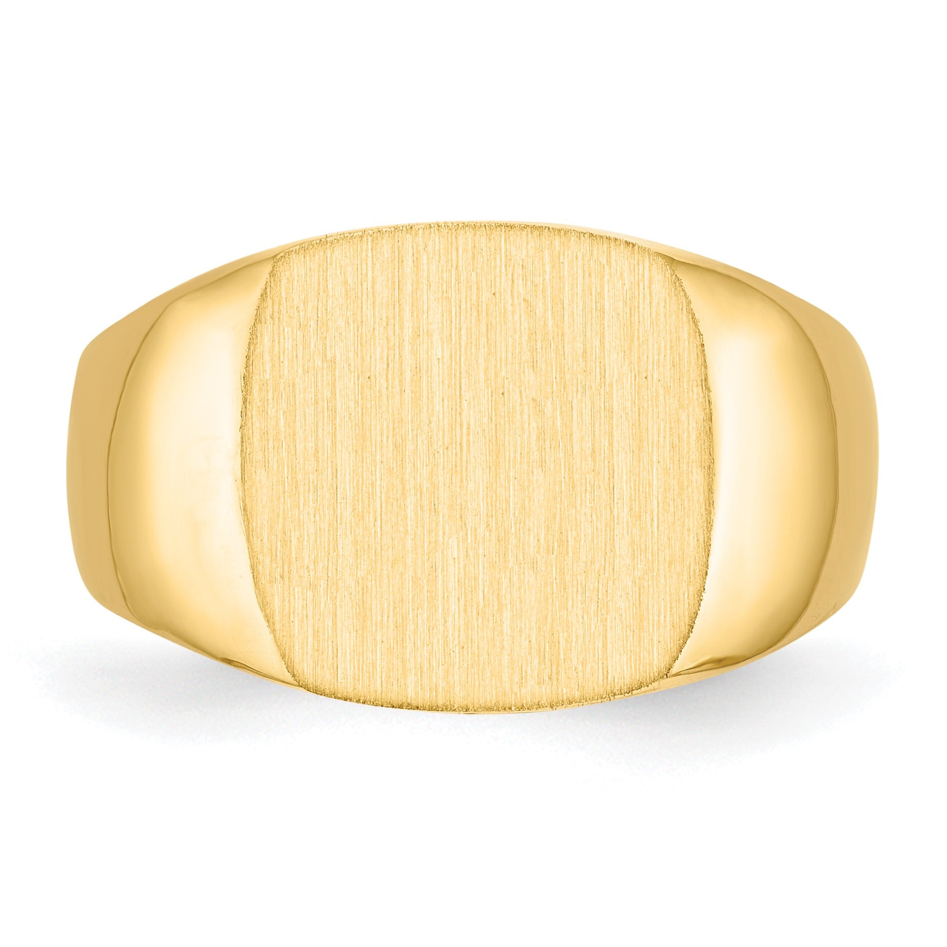 14k 13.0x12.0mm Cushion Closed Back Mens Signet Ring