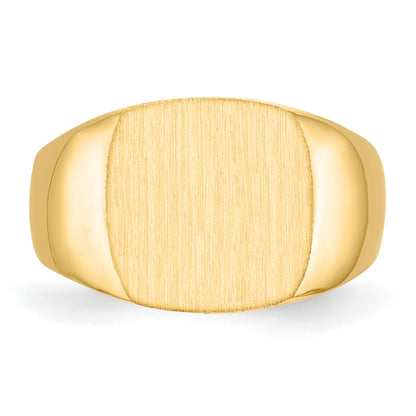 14k 13.0x12.0mm Cushion Closed Back Mens Signet Ring