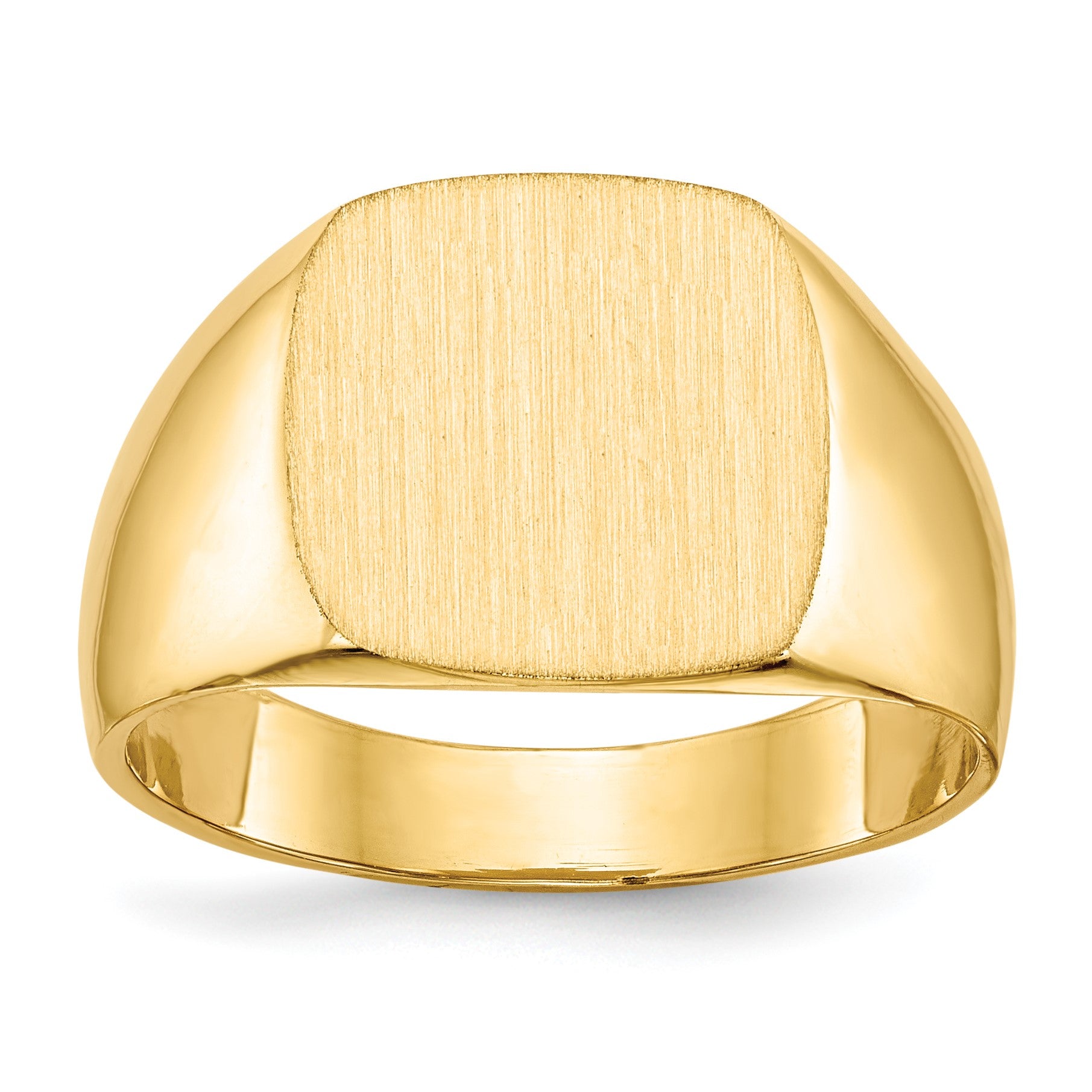 14k 13.0x12.0mm Cushion Closed Back Mens Signet Ring