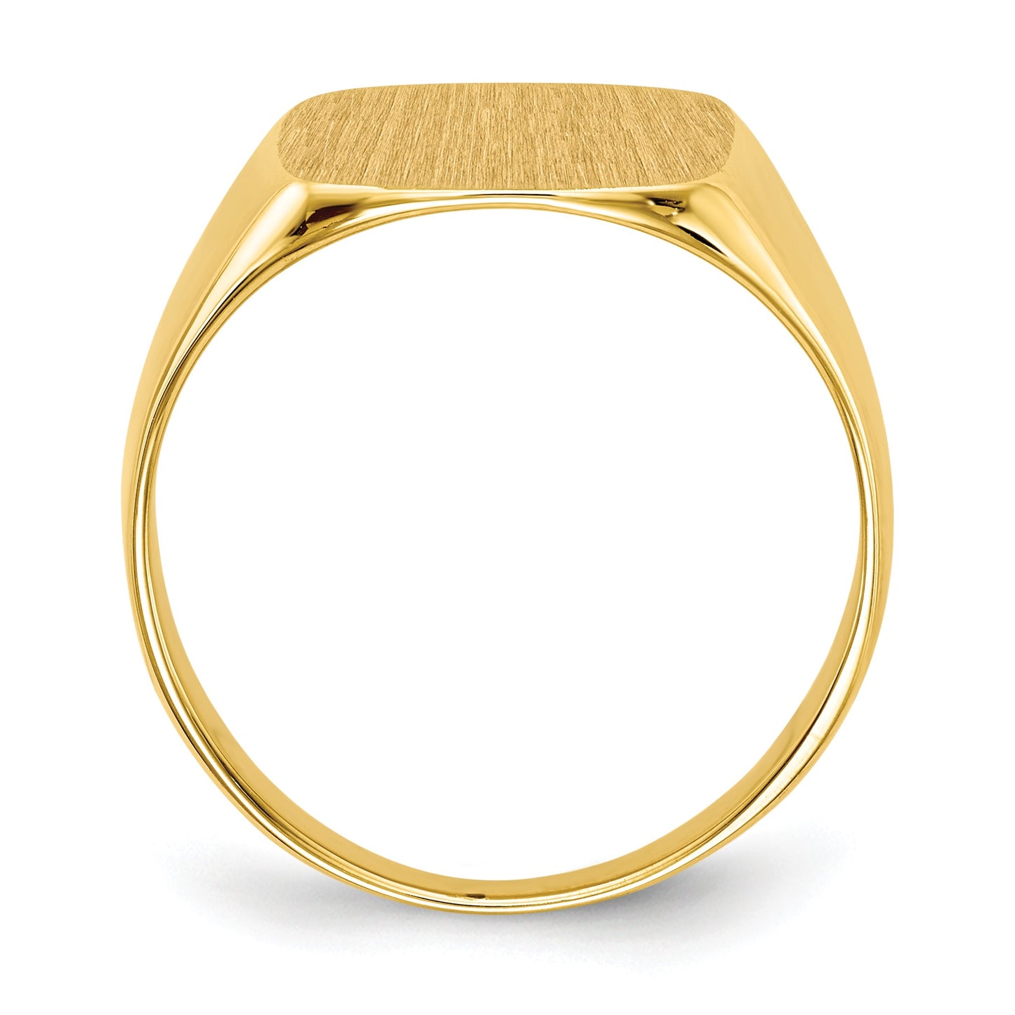 14k 13.5x15.0mm Cushion Closed Back Mens Signet Ring