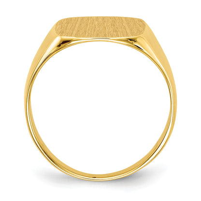 14k 13.5x15.0mm Cushion Closed Back Mens Signet Ring