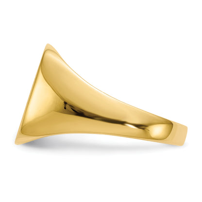14k 13.5x15.0mm Cushion Closed Back Mens Signet Ring