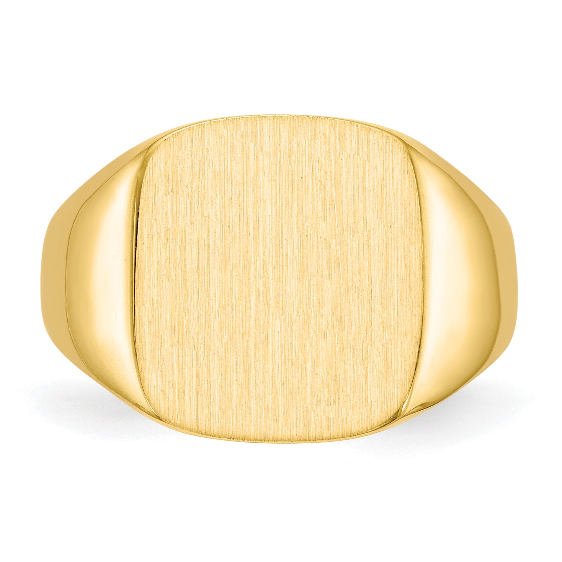 14k 13.5x15.0mm Cushion Closed Back Mens Signet Ring