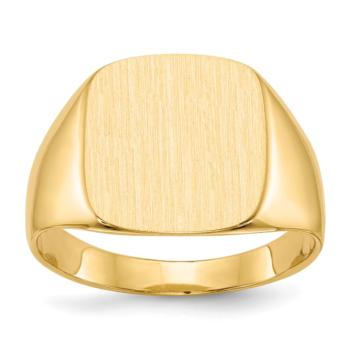 14k 13.5x15.0mm Cushion Closed Back Mens Signet Ring