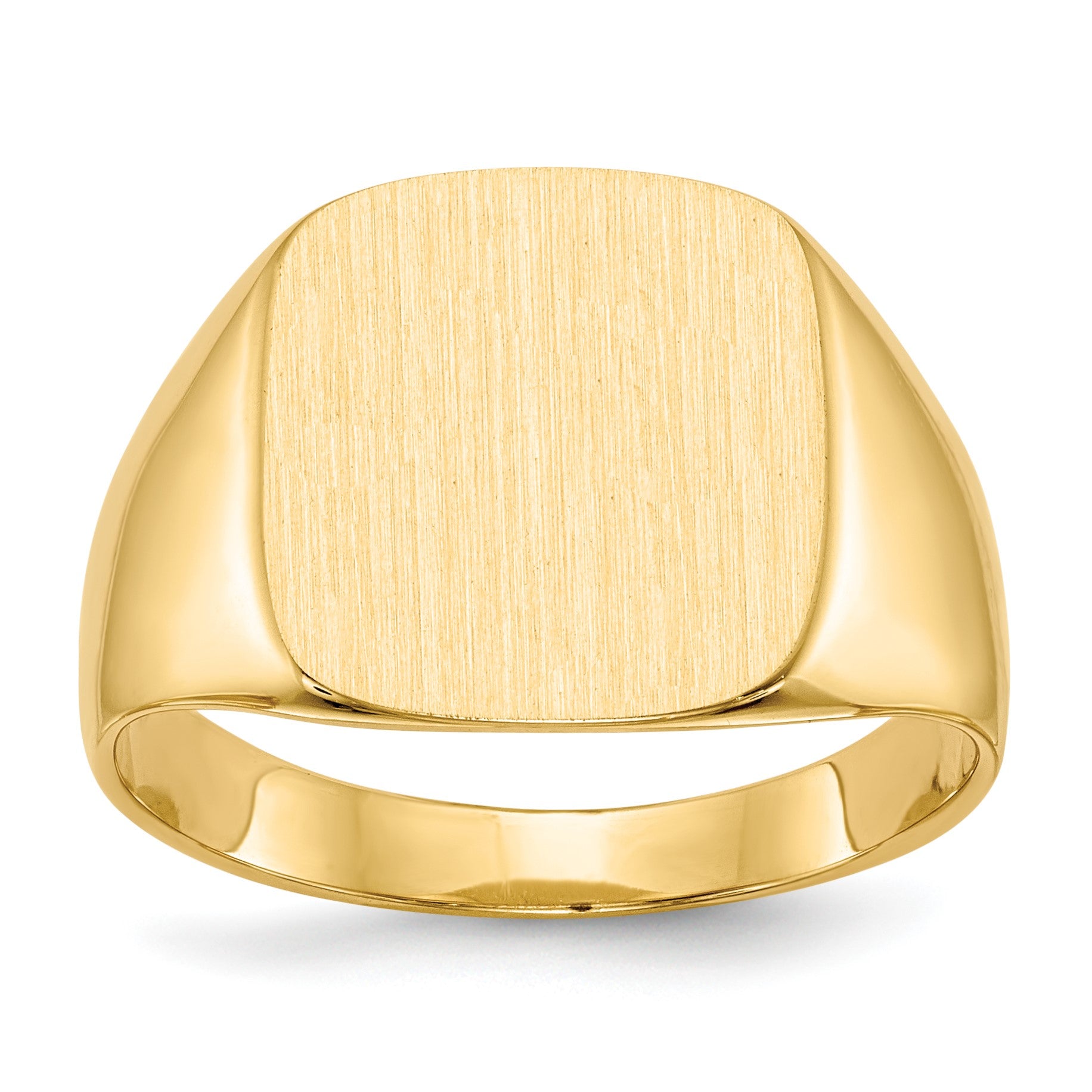 14k 13.5x15.0mm Cushion Closed Back Mens Signet Ring